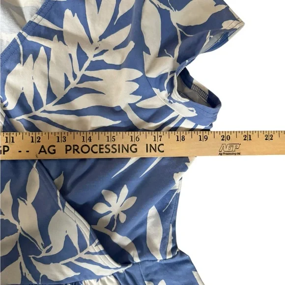 Pact Organic Cotton Blue Floral Wrap Dress XL Coastal Cottagecore Resort Summer - Picture 4 of 7